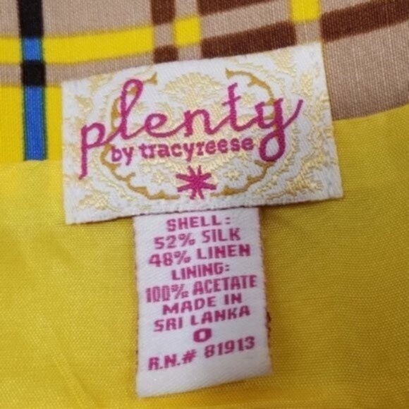 Plenty by Tracy Reese strapless plaid mini dress tartan size 0 XS yellow - Picture 2 of 6